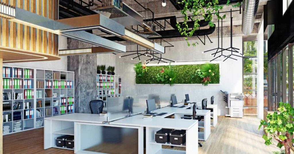 Desain Kantor Modern Kontemporer dengan tanaman indoor Smart Offices solusi kantor modern di Indonesia